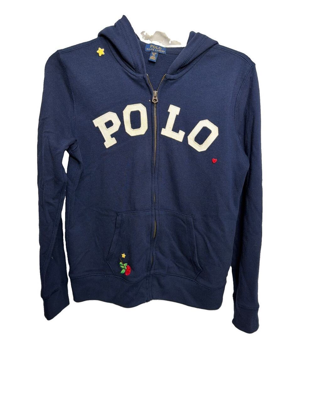 Polo Ralph Lauren Girls Size XL/16 Hoodie With Rose And Stars Full Zip